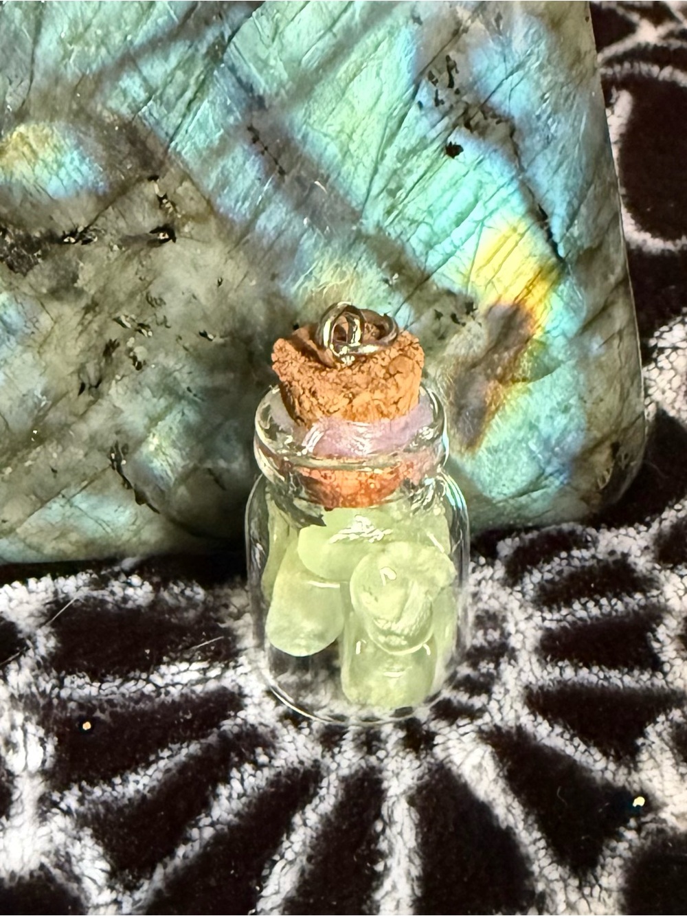 Prehnite Jar Pendant Handmade